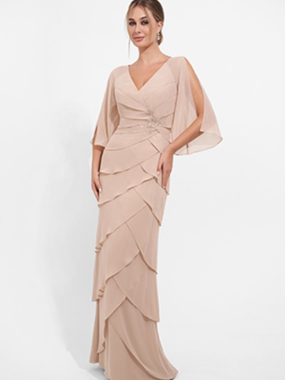 Jasmine Jade Couture Mother of the Bride/Groom Dress, Size 14, Color - Iron